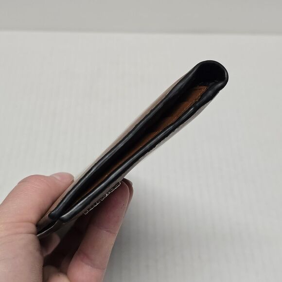 NEW Calvin Klein Tan Genuine Leather Breast Pocket Wallet CheckBook Card Holder - Picture 7 of 9